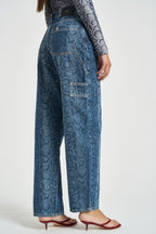 Jeans donna loose Fit animalier blu UF6519 D039779154 LIU JO 