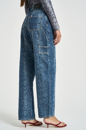 Jeans donna loose Fit animalier blu - 4