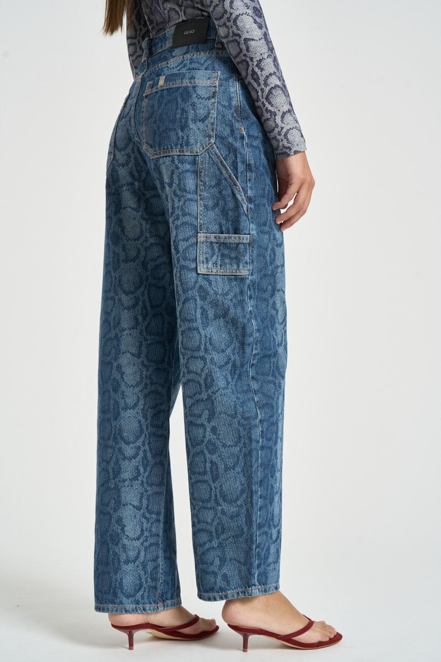 Jeans donna loose Fit animalier blu UF6519 D039779154 LIU JO 
