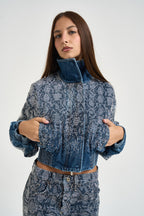 Giacchino donna con strass in denim blu UF6521 D485479158 LIU JO 