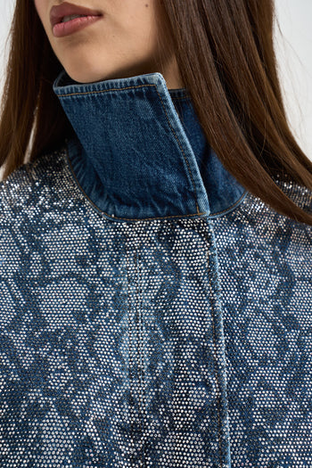 Giacchino donna con strass in denim blu - 3