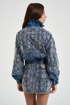 Giacchino donna con strass in denim blu UF6521 D485479158 LIU JO 