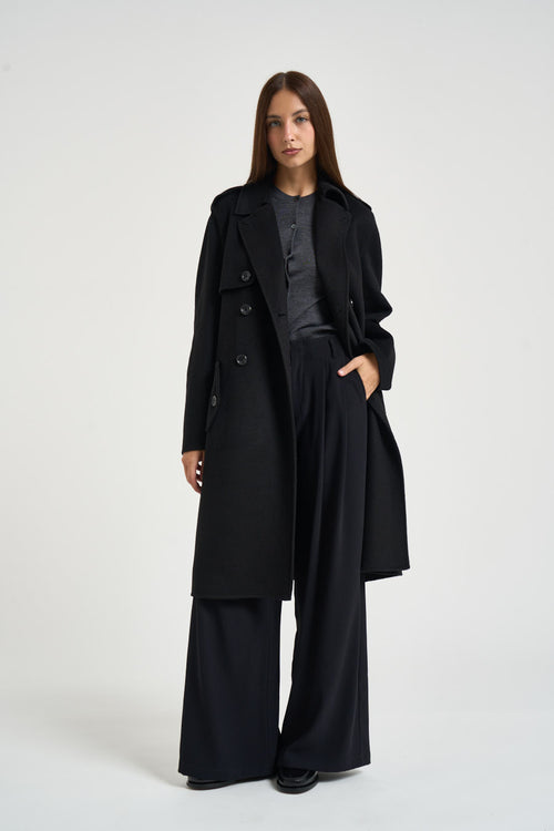 Cappotto donna doppiopetto nero - 1