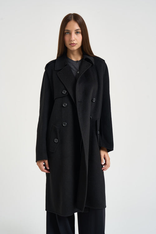Cappotto donna doppiopetto nero - 2
