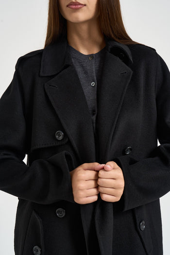 Cappotto donna doppiopetto nero - 3