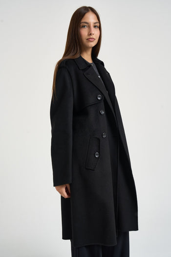 Cappotto donna doppiopetto nero - 4