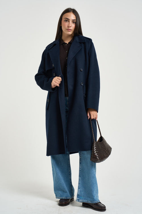 Cappotto donna doppiopetto blu - 1