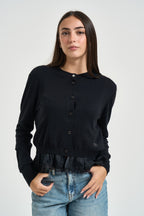 Cardigan donna con pizzo sul fondo nero WF6034 MA16R22222 LIU JO 