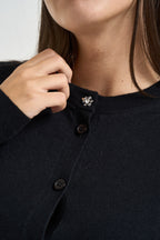 Cardigan donna con pizzo sul fondo nero WF6034 MA16R22222 LIU JO 