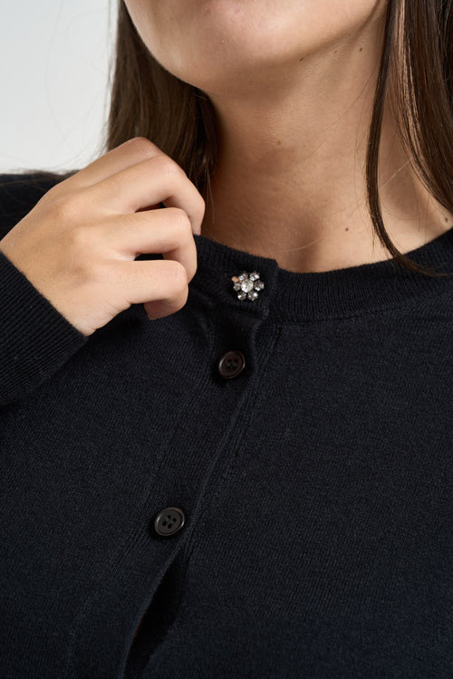 Cardigan donna con pizzo sul fondo nero - 2