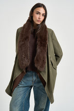 Parka donna collo in eco pelliccia verde militare WF6076 T718A90510 LIU JO 