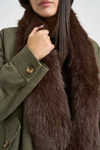 Parka donna collo in eco pelliccia verde militare WF6076 T718A90510 LIU JO 