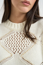 Maglia donna a rombi bianca WF6286 MA37R10701 LIU JO 