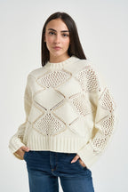 Maglia donna a rombi bianca WF6286 MA37R10701 LIU JO 