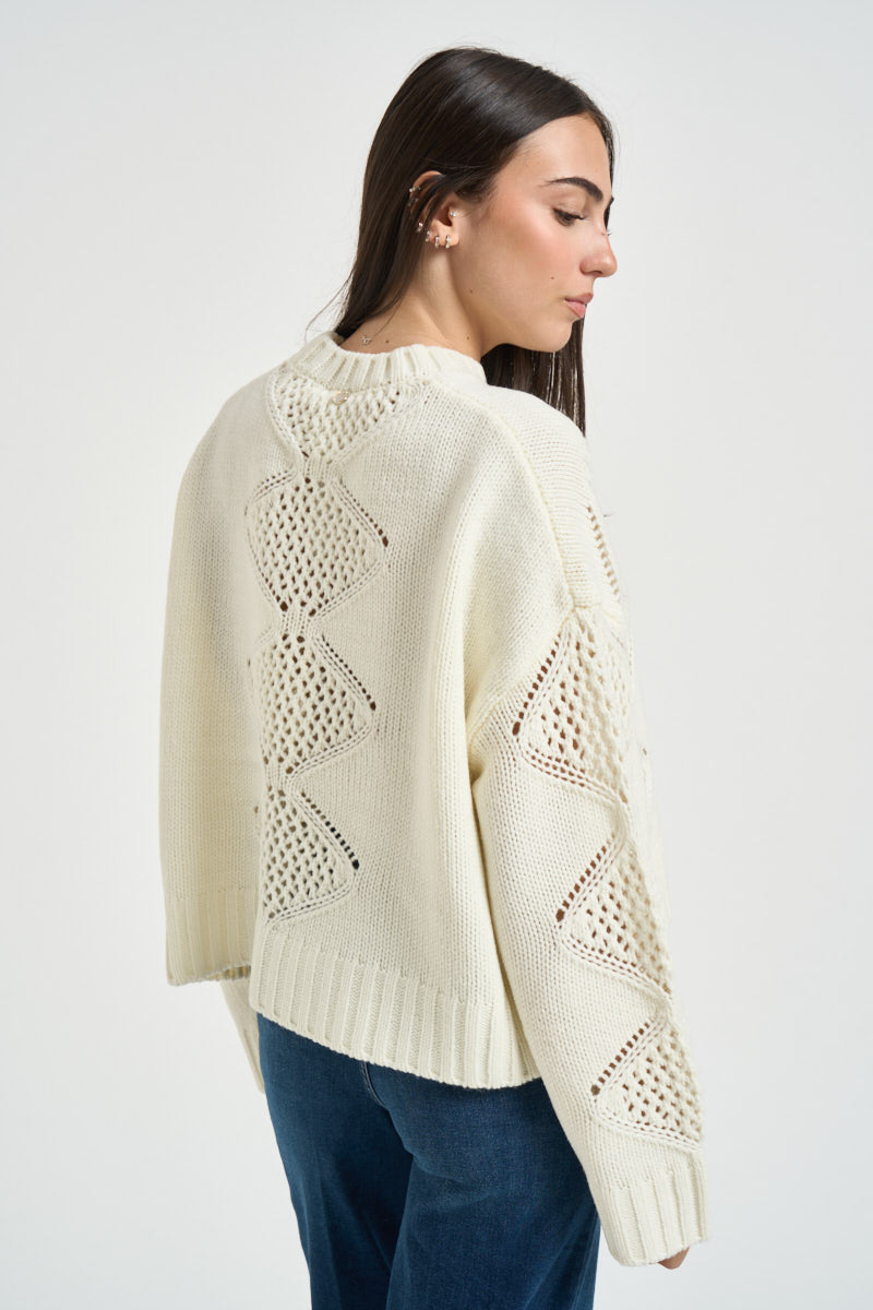 Maglia donna a rombi bianca WF6286 MA37R10701 LIU JO 
