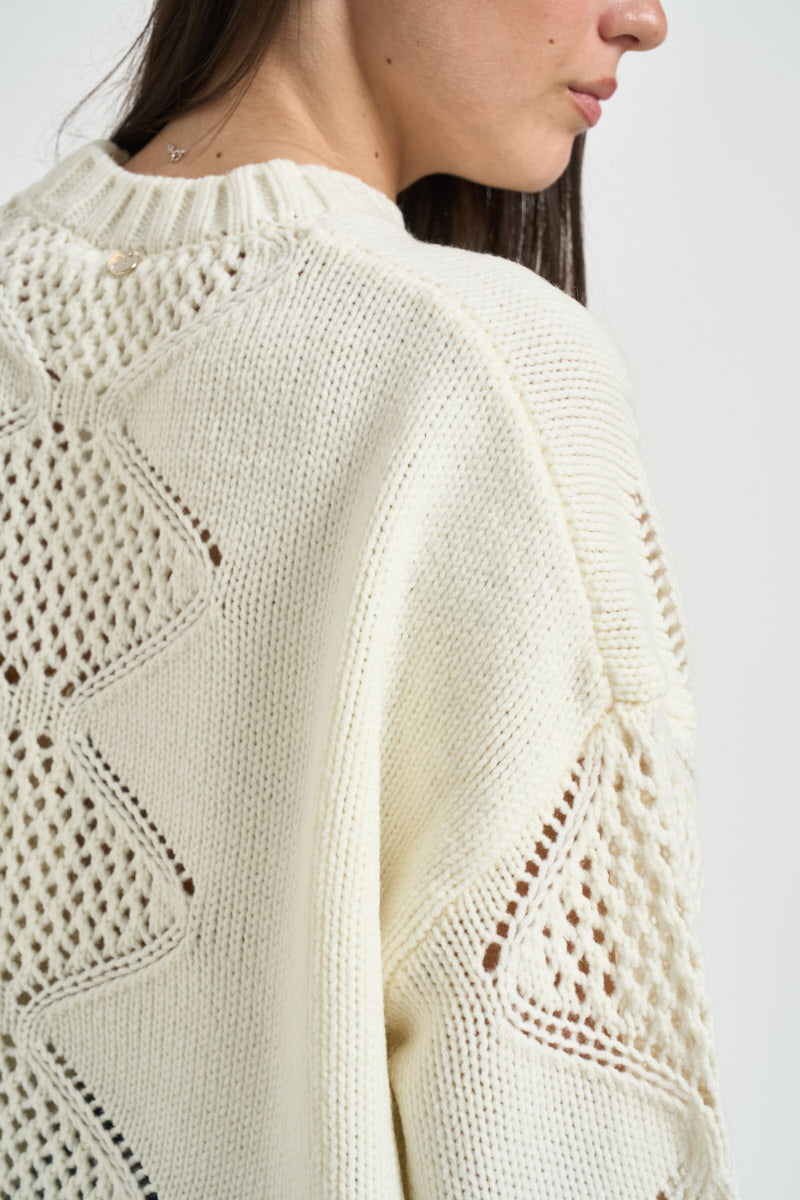 Maglia donna a rombi bianca WF6286 MA37R10701 LIU JO 