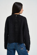 Maglia donna a rombi con perline nera WF6286 MA37R22222 LIU JO 