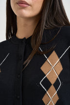 Cardigan donna con bottoni a fantasia nero WF6288 MA16RL9207 LIU JO 