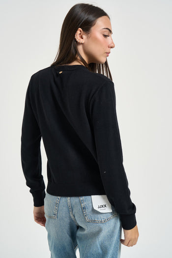 Cardigan donna con bottoni a fantasia nero - 4