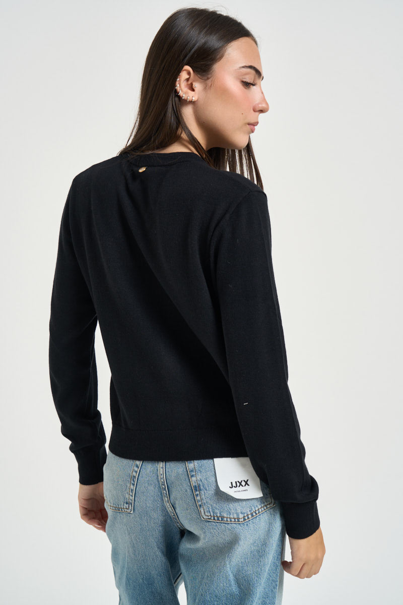 Cardigan donna con bottoni a fantasia nero WF6288 MA16RL9207 LIU JO 