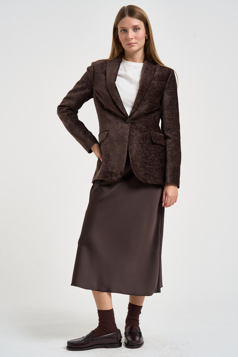 Blazer donna in velluto marrone WF6305 T37737A91106 LIU JO 