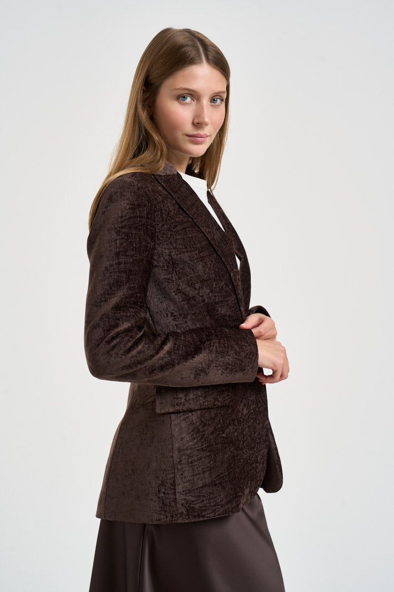 Blazer donna in velluto marrone WF6305 T37737A91106 LIU JO 