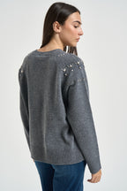 Maglia donna con strass grigia WF6371 MS009L9527 LIU JO 