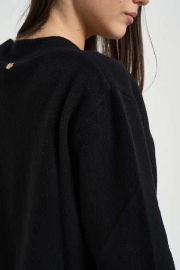 Cardigan donna in pura lana nero - 5