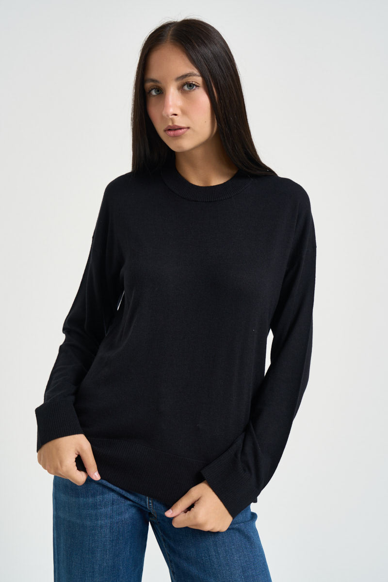Maglia donna girocollo marrone scuro WF6418 MA16R22222 LIU JO 