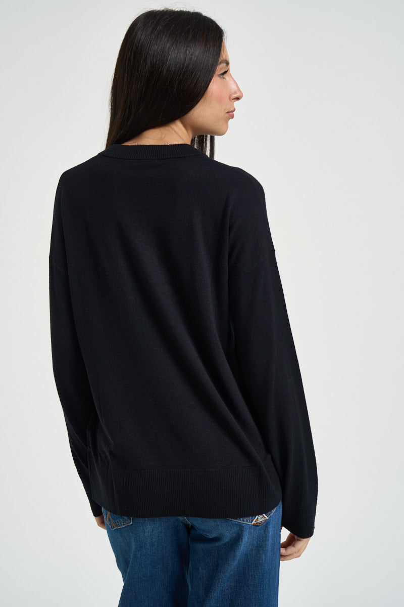 Maglia donna girocollo marrone scuro WF6418 MA16R22222 LIU JO 