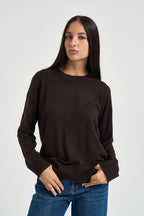 Maglia donna girocollo marrone scuro WF6418 MA16R91106 LIU JO 