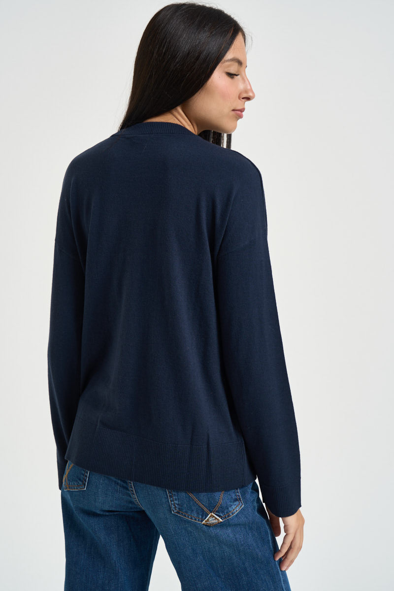 Maglia donna girocollo blu WF6418 MA16R93922 LIU JO 
