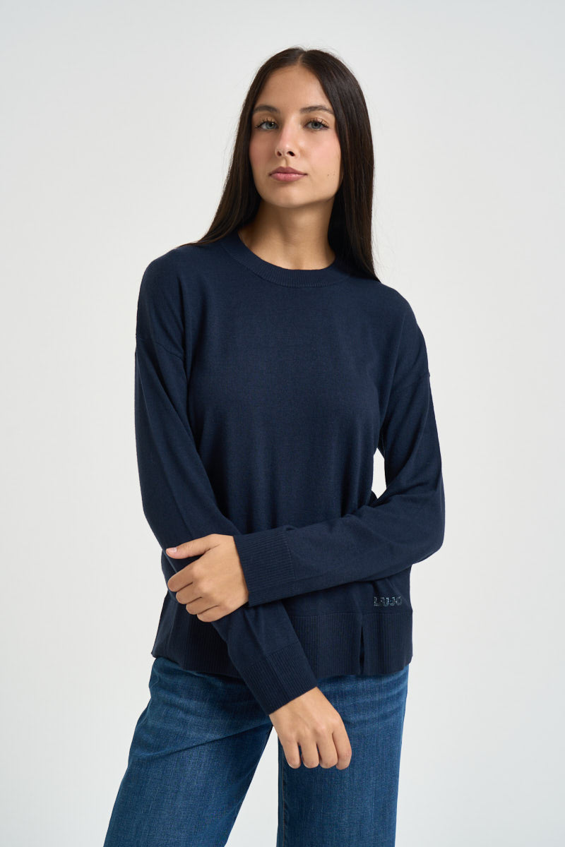 Maglia donna girocollo blu WF6418 MA16R93922 LIU JO 
