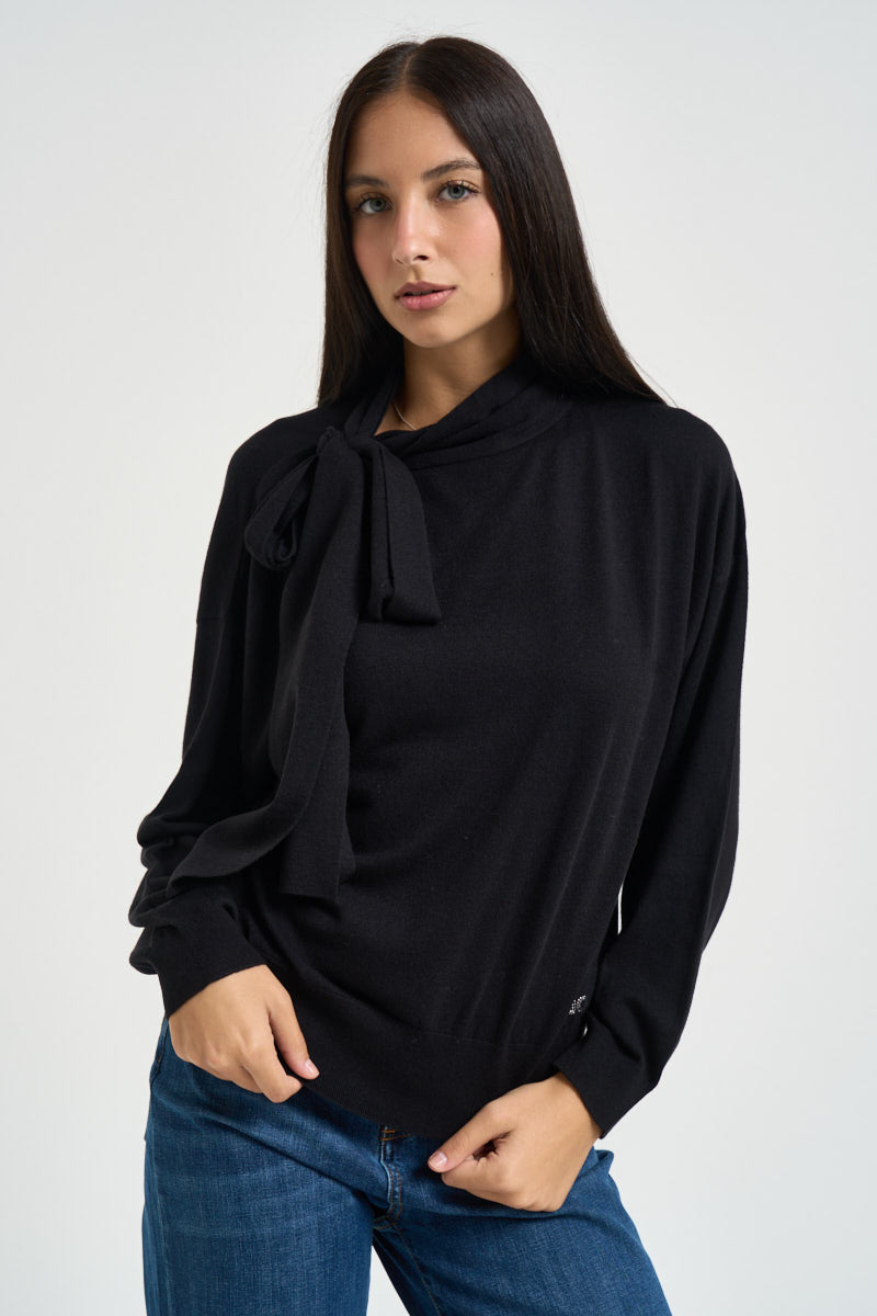 Maglia donna con fiocco nera WF6445 MA16R22222 LIU JO 
