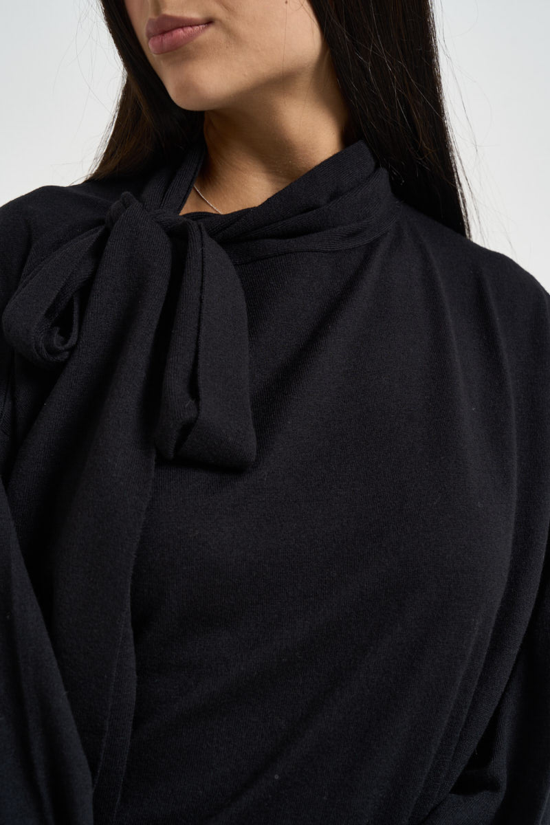 Maglia donna con fiocco nera WF6445 MA16R22222 LIU JO 