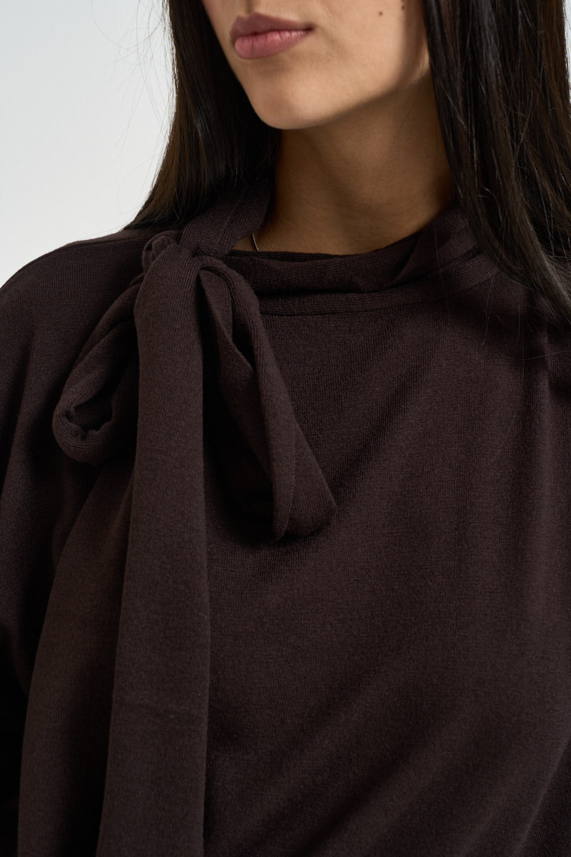 Maglia donna con fiocco marrone WF6445 MA16R91106 LIU JO 