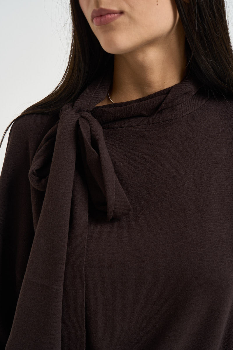 Maglia donna con fiocco marrone WF6445 MA16R91106 LIU JO 