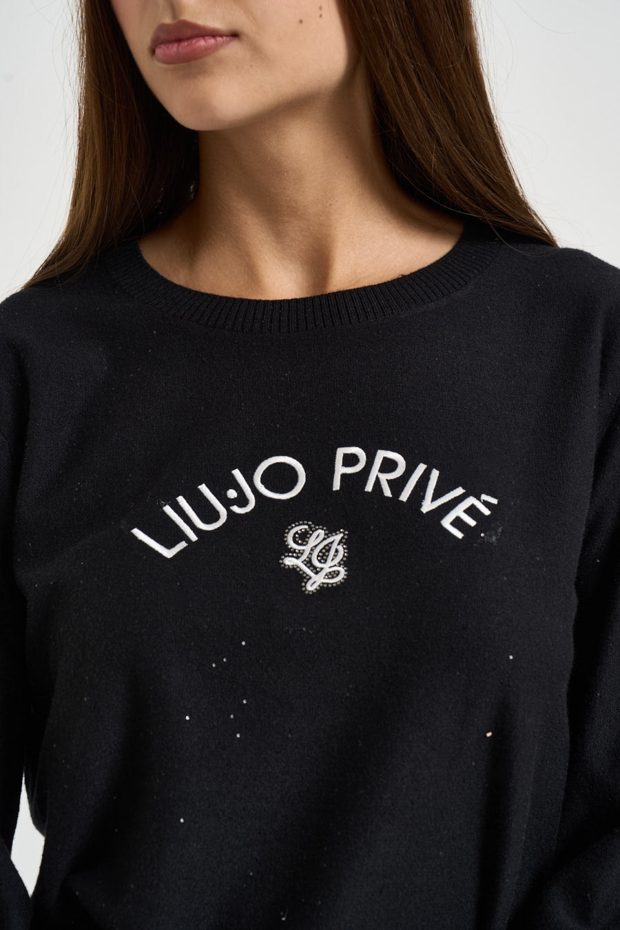 Maglia donna con dettagli lamè nera TF6037 22222 LIU JO SPORT 