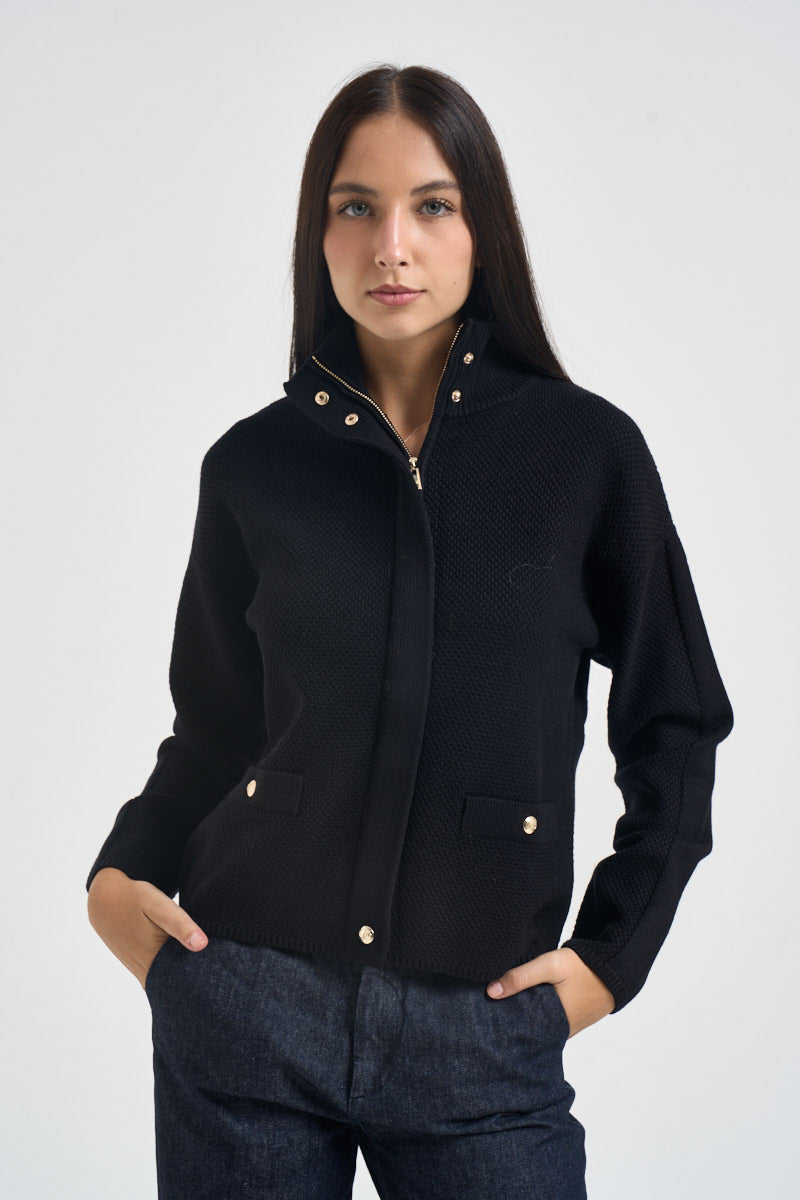 Cardigan donna con zip nero TF6086 22222 LIU JO SPORT 