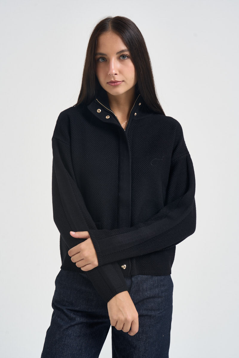 Cardigan donna con zip nero TF6086 22222 LIU JO SPORT 