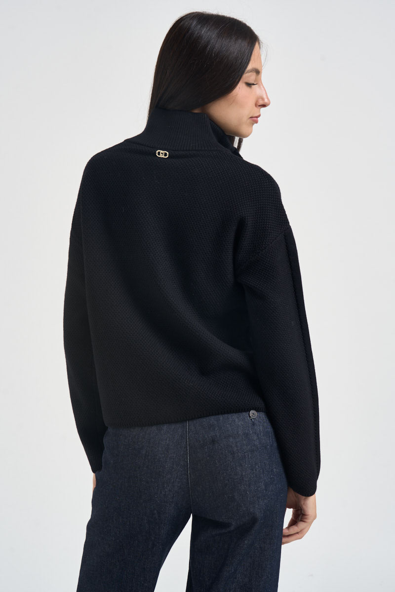 Cardigan donna con zip nero TF6086 22222 LIU JO SPORT 