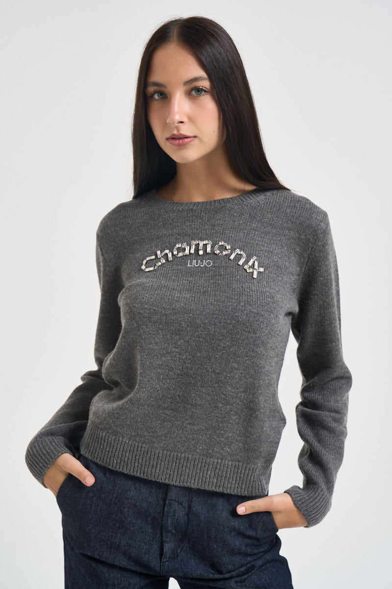 Maglia donna girocollo Chamonix grigia TF6160 L9484 LIU JO SPORT 