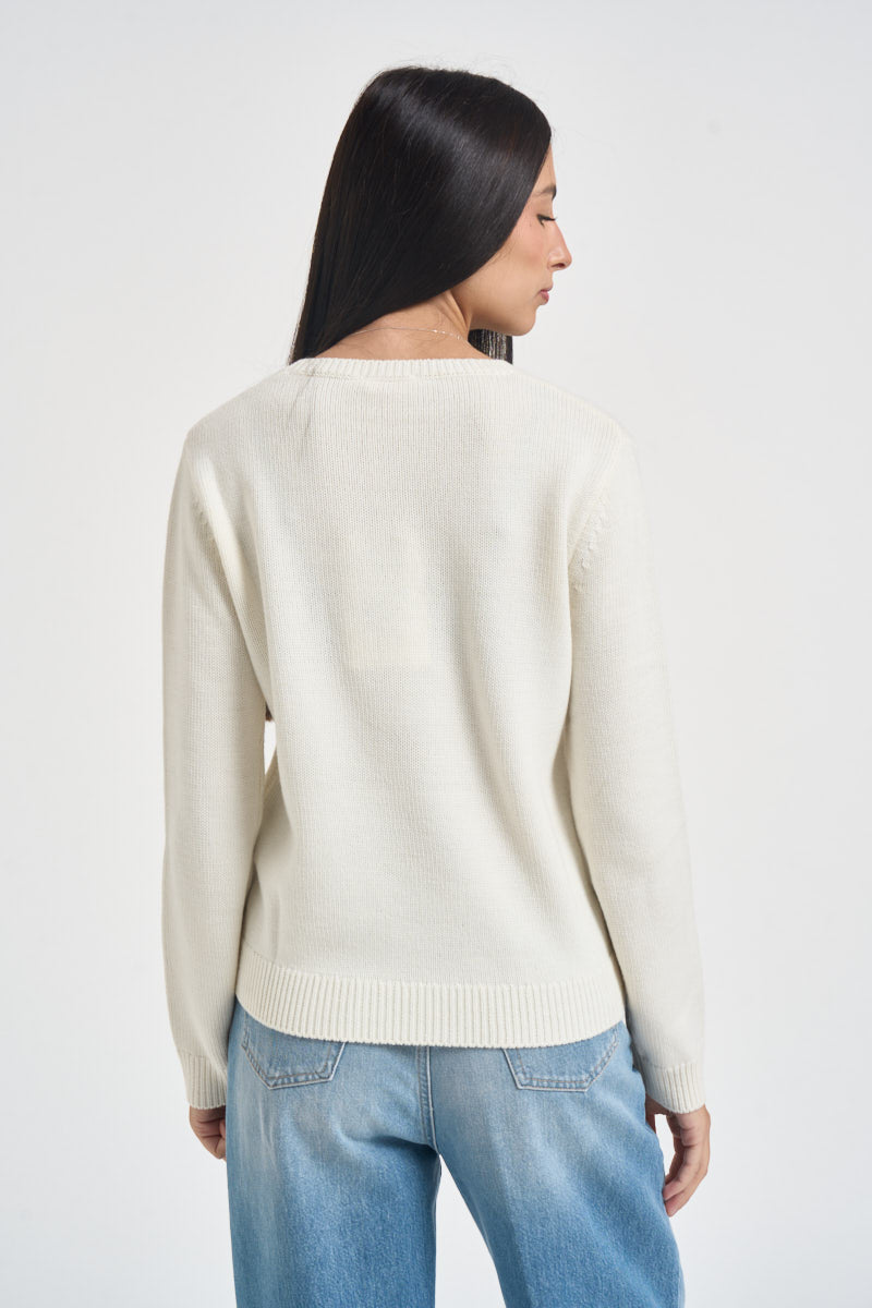Maglia donna girocollo panna TF6160 L9508 LIU JO SPORT 