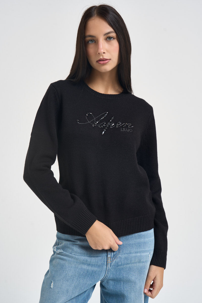 Maglia donna girocollo nera TF6160 L9584 LIU JO SPORT 
