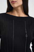 Maglia donna con scollo a barca nera TF6189 A3521 LIU JO SPORT 