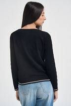 Maglia donna con scollo a barca nera TF6189 A3521 LIU JO SPORT 