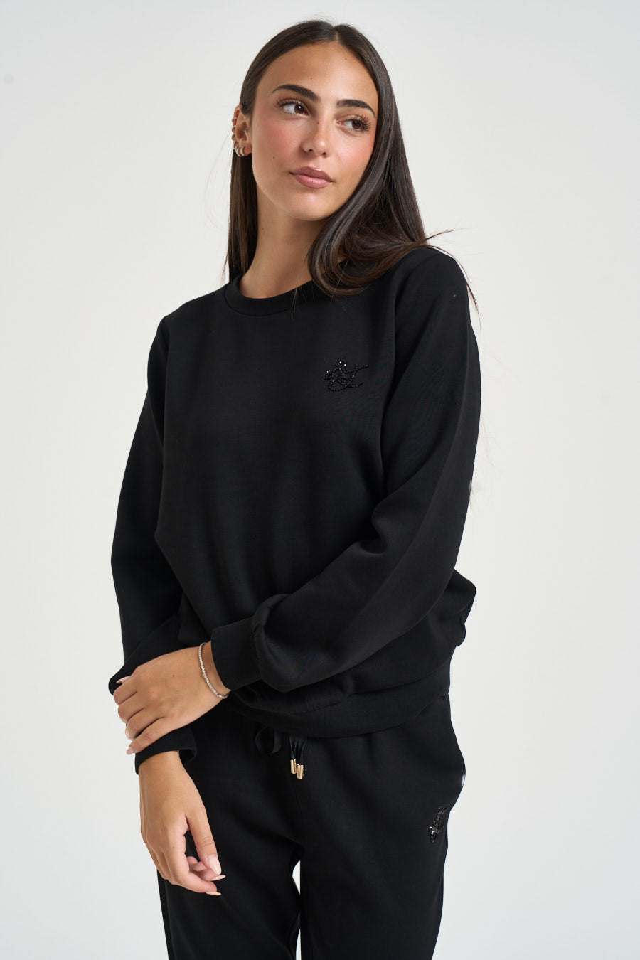 Felpa donna a girocollo nera TF6206 22222 LIU JO SPORT 