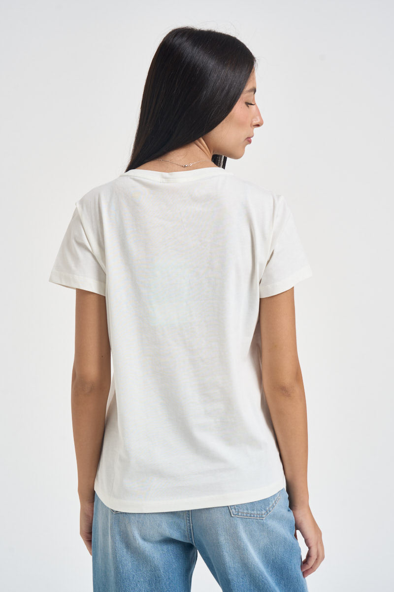 T-shirt donna con applicazioni gioello bianca TF6241 L9507 LIU JO SPORT 