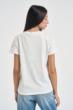 T-shirt donna con applicazioni gioello bianca TF6241 L9507 LIU JO SPORT 