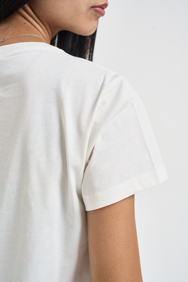 T-shirt donna con applicazioni gioello bianca TF6241 L9507 LIU JO SPORT 